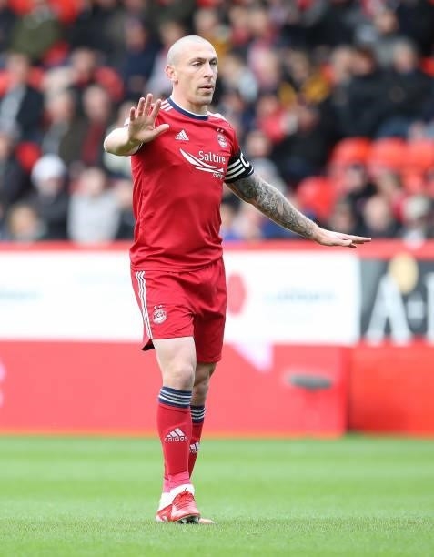 Scott Brown of Celtic is seen during the Ladbrokes Scottish Premiership match between Aberdeen and Celtic at Pittodrie Stadium on October 03, 2021 in...