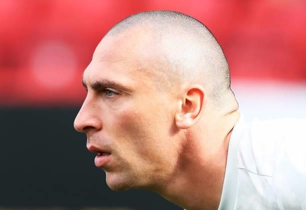 Scott Brown of Celtic is seen in the warm up during the Ladbrokes Scottish Premiership match between Aberdeen and Celtic at Pittodrie Stadium on...