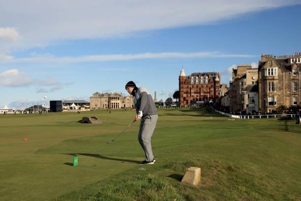 Jeff Winther of Denmark plays his third shot on the 17th hole during the final round of The Alfred Dunhill Links Championship on The Old Course on...