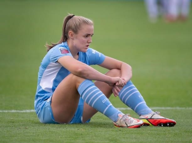 Georgia Stanway of Manchester City looks dejected after the Barclays FA Women's Super League match between Manchester City Women and West Ham United...