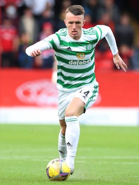 David Turnbull of Celtic controls the ball during the Ladbrokes Scottish Premiership match between Aberdeen and Celtic at Pittodrie Stadium on...