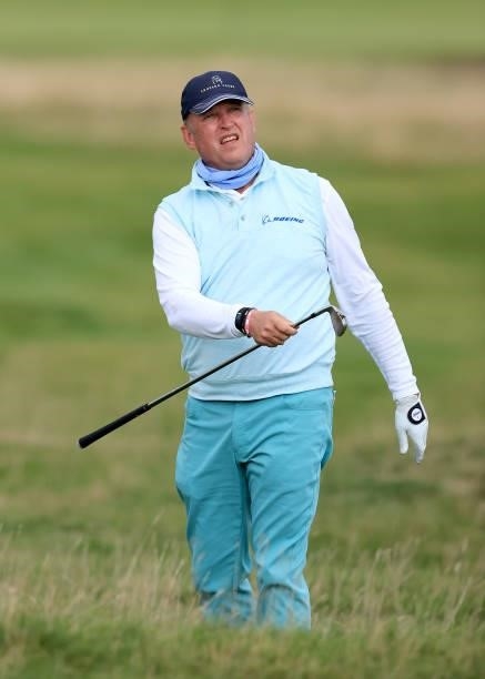 Rurik Gobel of South Africa plays his second shot on the 15th hole during the final round of The Alfred Dunhill Links Championship on The Old Course...