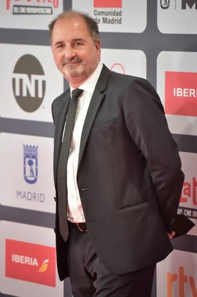 Álvaro Augustín attends to Red Carpet of Platino Awards 2021 on October 03, 2021 in Madrid, Spain.