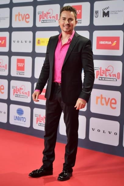 Jorge Lorenzo attends to Red Carpet of Platino Awards 2021 on October 03, 2021 in Madrid, Spain.