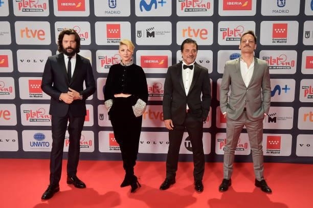 Alvaro Morte, Najwa Nimri, Enrique Arce and Rodrigo de la Serna attends to Red Carpet of Platino Awards 2021 on October 03, 2021 in Madrid, Spain.