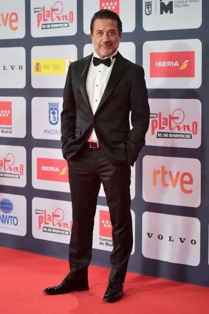 Enrique Arce attends to Red Carpet of Platino Awards 2021 on October 03, 2021 in Madrid, Spain.