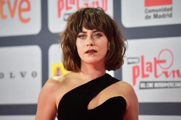 Maria Leon attends to Red Carpet of Platino Awards 2021 on October 03, 2021 in Madrid, Spain.