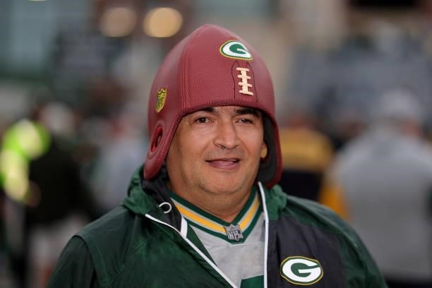Green Bay Packers fans tailgate in the parking lot before the game against the Pittsburgh Steelers at Lambeau Field on October 03, 2021 in Green Bay,...