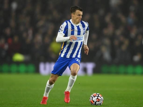 Solly March of Brighton & Hove Albion in action during the Premier League match between Brighton & Hove Albion and Arsenal at American Express...