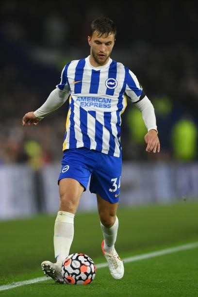 Joel Veltman of Brighton & Hove Albion in action during the Premier League match between Brighton & Hove Albion and Arsenal at American Express...