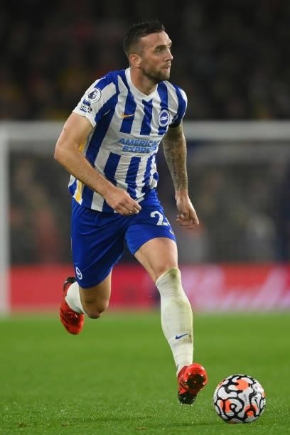 Shane Duffy of Brighton & Hove Albion in action during the Premier League match between Brighton & Hove Albion and Arsenal at American Express...