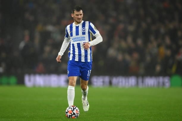 Pascal Gross of Brighton & Hove Albion in action during the Premier League match between Brighton & Hove Albion and Arsenal at American Express...