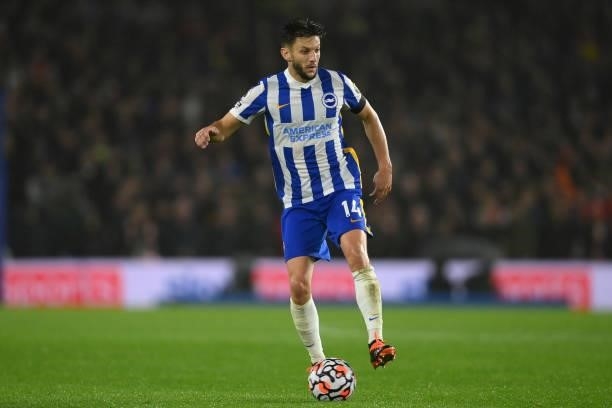 Adam Lallana of Brighton & Hove Albion in action during the Premier League match between Brighton & Hove Albion and Arsenal at American Express...