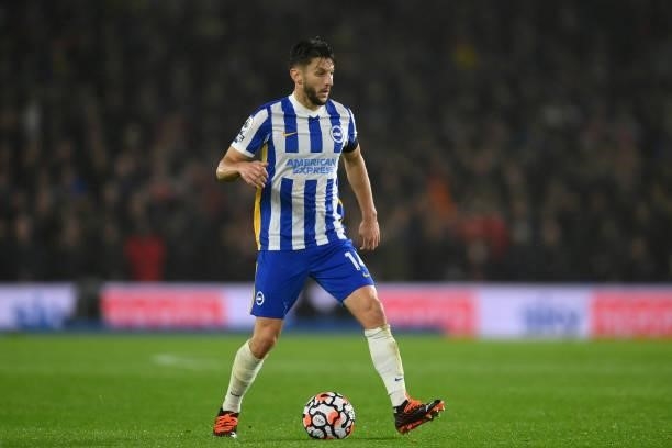 Adam Lallana of Brighton & Hove Albion in action during the Premier League match between Brighton & Hove Albion and Arsenal at American Express...