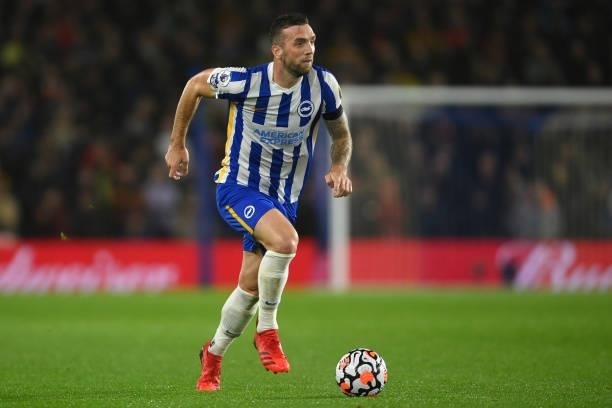 Shane Duffy of Brighton & Hove Albion in action during the Premier League match between Brighton & Hove Albion and Arsenal at American Express...