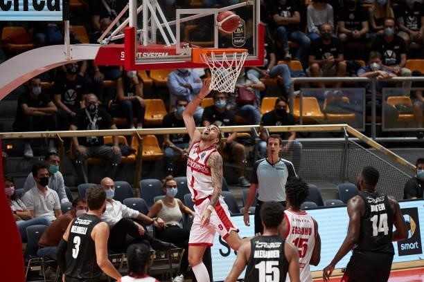 Paulius Sorokas of Openjobmetis Varese in action during the Lega Basket Serie A match between Virtus Segafredo Bologna and Openjobmetis Varese at...