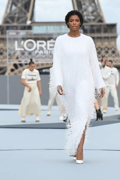 Didi Stone walks the runway during "Le Defile L'Oreal Paris 2021