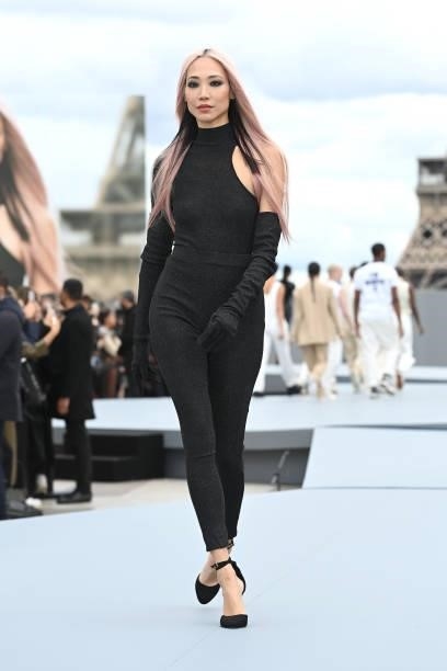 Soo Joo Park walks the runway during "Le Defile L'Oreal Paris 2021