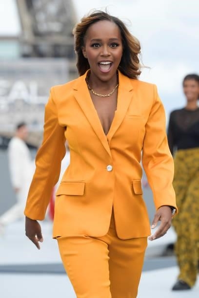 Aja Naomi King walks the runway during "Le Defile L'Oreal Paris 2021