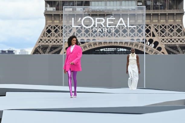 Cindy Bruna walks the runway during "Le Defile L'Oreal Paris 2021