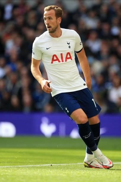 Harry Kane of Tottenham Hotspur during the Premier League match between Tottenham Hotspur and Aston Villa at Tottenham Hotspur Stadium on October 03,...