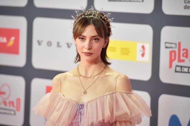 Kami Zea attends to Red Carpet of Platino Awards 2021 on October 03, 2021 in Madrid, Spain.