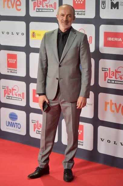 Carlos Alcantara attends to Red Carpet of Platino Awards 2021 on October 03, 2021 in Madrid, Spain.