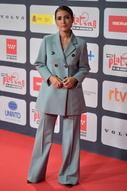 Inma Cuesta attends to Red Carpet of Platino Awards 2021 on October 03, 2021 in Madrid, Spain.