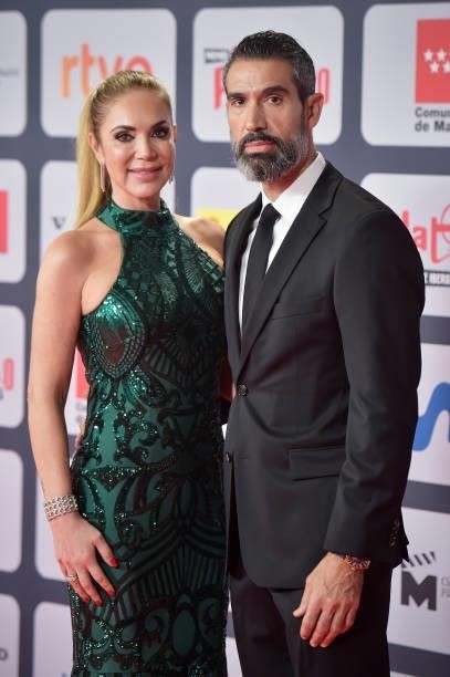 Ingrid Asensio and Fernando Sanz attends to Red Carpet of Platino Awards 2021 on October 03, 2021 in Madrid, Spain.