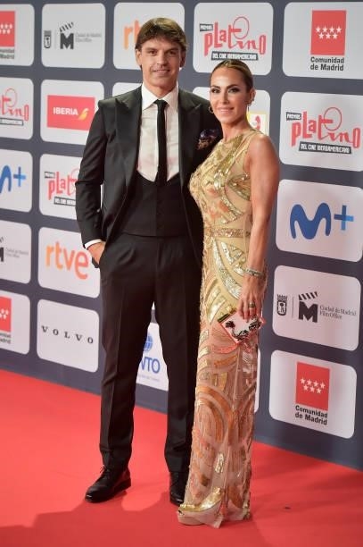 Fernando Morientes and Maria Victoria Lopez attends to Red Carpet of Platino Awards 2021 on October 03, 2021 in Madrid, Spain.