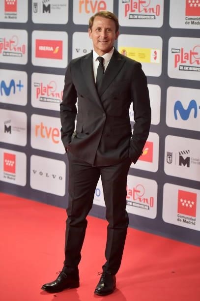 Gaizka Mendieta attends to Red Carpet of Platino Awards 2021 on October 03, 2021 in Madrid, Spain.