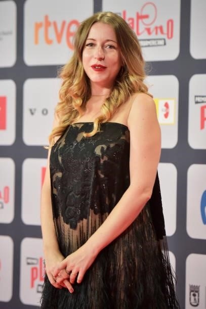 Pilar Palomero attends to Red Carpet of Platino Awards 2021 on October 03, 2021 in Madrid, Spain.