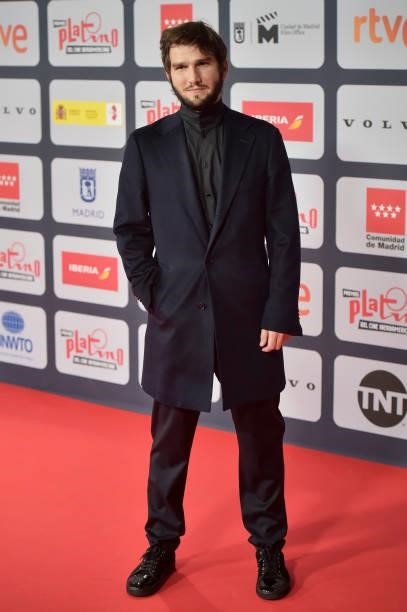 Lucas Vidal attends to Red Carpet of Platino Awards 2021 on October 03, 2021 in Madrid, Spain.