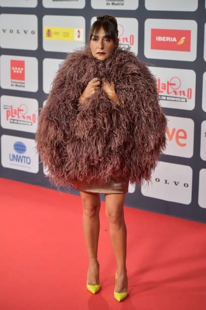 Candela Peña attends to Red Carpet of Platino Awards 2021 on October 03, 2021 in Madrid, Spain.