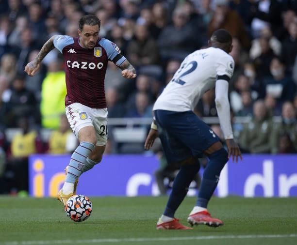 Danny Ings of Aston Villa during the Premier League match between Tottenham Hotspur and Aston Villa at Tottenham Hotspur Stadium on October 03, 2021...
