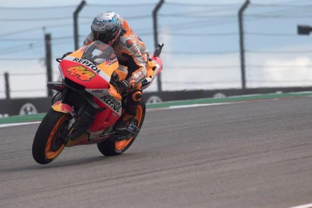 Pol Espargaro of Spain and Repsol Honda Team heads down a straight during the MotoGP race during the MotoGP Of The Americas - Race on October 03,...