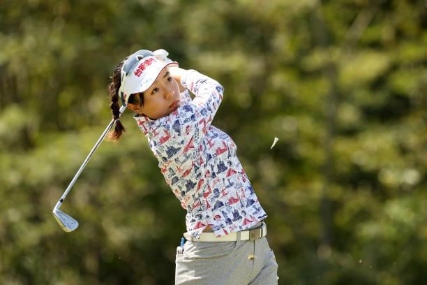 Pei-Ying Tsai of Chinese Taipei hits her tee shot on the 4th hole during the final round of the 54th Japan Women's Open Golf Championship at...