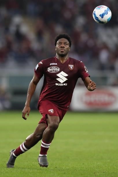 Ola Aina of Torino FC during the Serie A match between Torino FC v Juventus at Stadio Olimpico di Torino on October 02, 2021 in Turin, Italy.