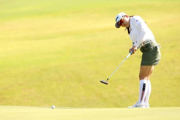 Minami Katsu of Japan attempts a putt on the 6th green during the final round of the 54th Japan Women's Open Golf Championship at Karasuyamajo...