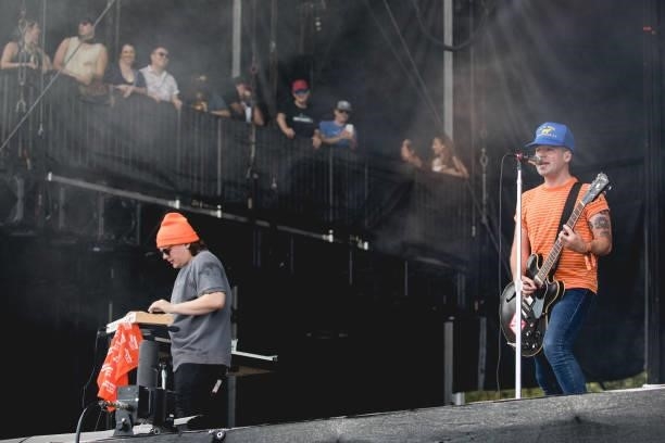 Ryan Hater and Tony Esposito of White Reaper perform onstage during weekend one, day three of Austin City Limits Music Festival at Zilker Park on...