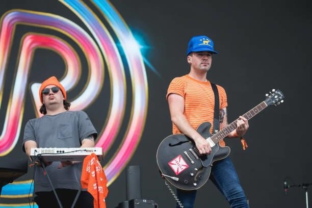 Ryan Hater and Tony Esposito of White Reaper perform onstage during weekend one, day three of Austin City Limits Music Festival at Zilker Park on...