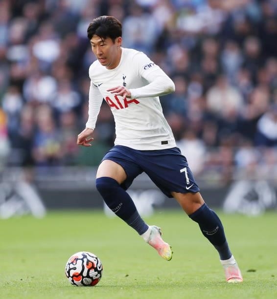 Heung-Min Son of Tottenham Hotspur during the Premier League match between Tottenham Hotspur and Aston Villa at Tottenham Hotspur Stadium on October...