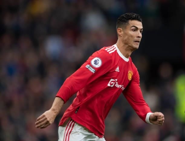 Cristiano Ronaldo of Manchester United during the Premier League match between Manchester United and Everton at Old Trafford on October 02, 2021 in...
