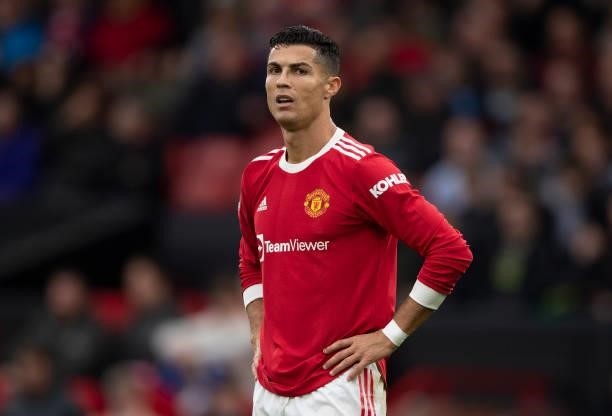 Cristiano Ronaldo of Manchester United during the Premier League match between Manchester United and Everton at Old Trafford on October 02, 2021 in...