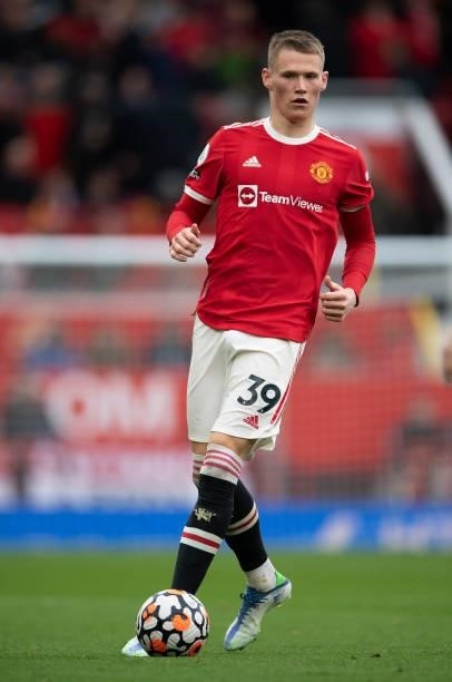 Scott McTominay of Manchester United during the Premier League match between Manchester United and Everton at Old Trafford on October 02, 2021 in...