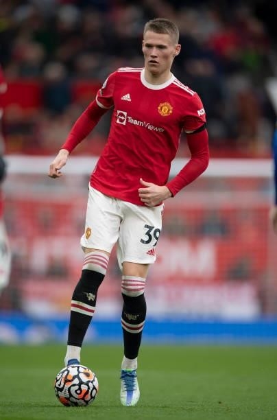 Scott McTominay of Manchester United during the Premier League match between Manchester United and Everton at Old Trafford on October 02, 2021 in...