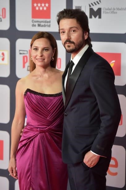 Marina de Tavira and Diego Luna attends to Red Carpet of Platino Awards 2021 on October 03, 2021 in Madrid, Spain.