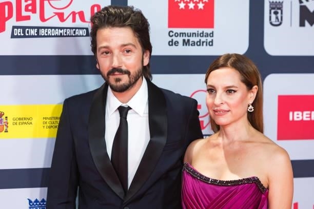 Diego Luna and Marina de Tavira attend to Red Carpet of Platino Awards 2021 on October 03, 2021 in Madrid, Spain.