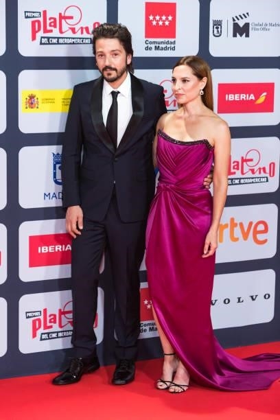 Diego Luna and Marina de Tavira attend to Red Carpet of Platino Awards 2021 on October 03, 2021 in Madrid, Spain.