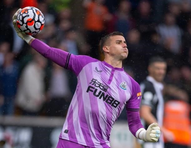 Newcastle United goalkeeper Karl Darlow during the Premier League match between Wolverhampton Wanderers and Newcastle United at Molineux on October...